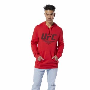 Bluza Z Kapturem Męskie Reebok UFC Fan Gear Czerwone PL 35EOCRV